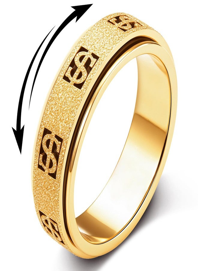 OreilleStar Anxiety Rings for Women Fidget Toys Adults, Cute Dollar Symbol Stainless Steel Spinner Thumb Rings for Women Men 5 Colors: Gold Silver Black Rose Gold Rainbow Size 5 6 7 8 9 10 11 - Image 1